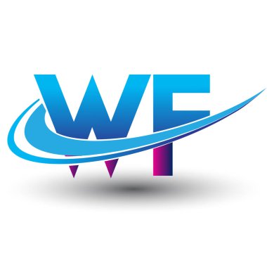İlk harf WF logotype şirket adı mavi ve morumsu çizim. iş ve şirket kimliği için vektör logosu.