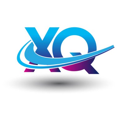 İlk harf XQ logotype şirketi adı mavi ve morumsu çizim. iş ve şirket kimliği için vektör logosu.