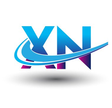 İlk harf XN logotype şirket adı mavi ve morumsu çizim. iş ve şirket kimliği için vektör logosu.