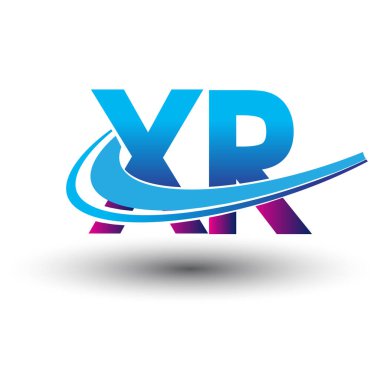 İlk harf XR logotype şirketi adı mavi ve morumsu çizim. iş ve şirket kimliği için vektör logosu.