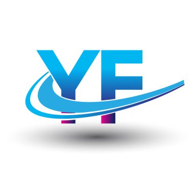 İlk harf YF logotype şirketi adı mavi ve morumsu çizim. iş ve şirket kimliği için vektör logosu.