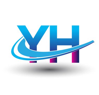 İlk harf YH logotype şirketi adı mavi ve morumsu çizim. iş ve şirket kimliği için vektör logosu.