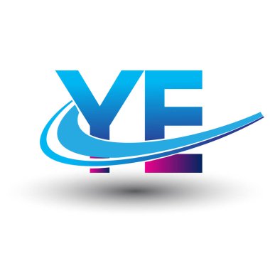 İlk harf YE logotype şirket adı mavi ve morumsu çizim. iş ve şirket kimliği için vektör logosu.