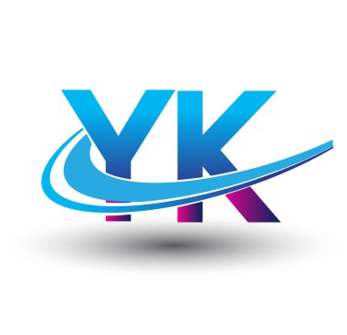 İlk harf YK logotype şirketi adı mavi ve morumsu çizim. iş ve şirket kimliği için vektör logosu.