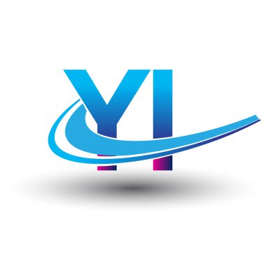 İlk harf YI logotype şirketi adı mavi ve morumsu çizim. iş ve şirket kimliği için vektör logosu.