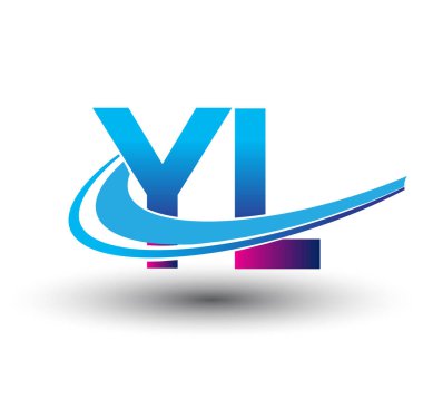 İlk harf YL logotype şirket adı mavi ve morumsu çizim. iş ve şirket kimliği için vektör logosu.