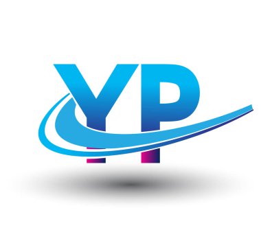 İlk harf YP logotype şirketi adı mavi ve morumsu çizim. iş ve şirket kimliği için vektör logosu.