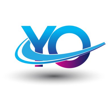 İlk harf YO logotype şirket adı mavi ve morumsu çizim. iş ve şirket kimliği için vektör logosu.