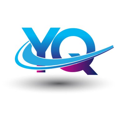 İlk harf YQ logotype şirketi adı mavi ve morumsu çizim. iş ve şirket kimliği için vektör logosu.