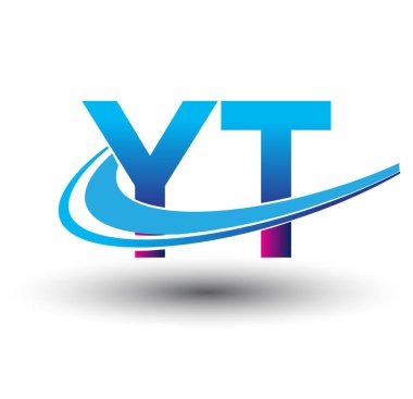 İlk harf YT logotype şirketi adı mavi ve morumsu çizim. iş ve şirket kimliği için vektör logosu.