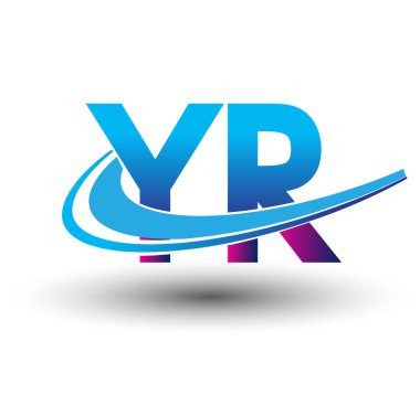 İlk harf YR logotype şirketi adı mavi ve morumsu çizim. iş ve şirket kimliği için vektör logosu.
