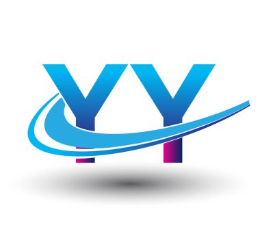 İlk harf YY logotype şirketi adı mavi ve morumsu çizim. iş ve şirket kimliği için vektör logosu.