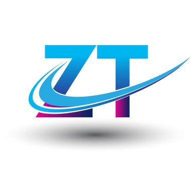 İlk harf ZT logotype şirket adı mavi ve morumsu çizim. iş ve şirket kimliği için vektör logosu.