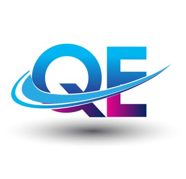 İlk harf QE logotype şirket adı mavi ve morumsu çizim. iş ve şirket kimliği için vektör logosu.
