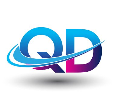 İlk harf QD logotype şirketi adı mavi ve morumsu çizim. iş ve şirket kimliği için vektör logosu.