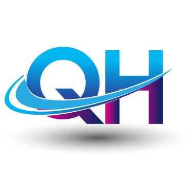 İlk harf QH logotype şirketi adı mavi ve morumsu çizim. iş ve şirket kimliği için vektör logosu.