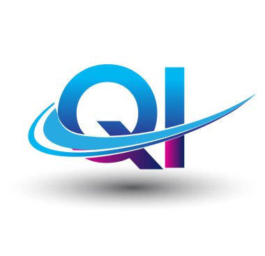 İlk harf QI logotype şirket adı mavi ve morumsu çizim. iş ve şirket kimliği için vektör logosu.