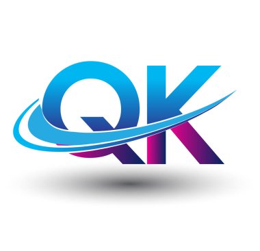 İlk harf QK logotype şirketi adı mavi ve morumsu çizim. iş ve şirket kimliği için vektör logosu.