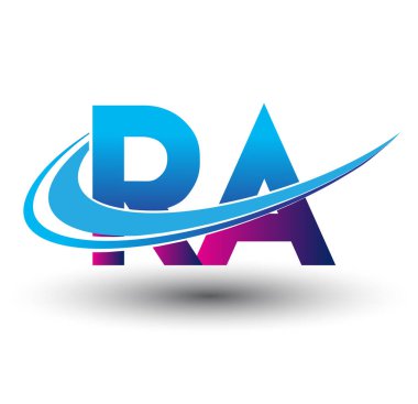 İlk harf RA logotype şirketi adı mavi ve morumsu çizim. iş ve şirket kimliği için vektör logosu.