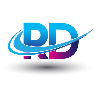 İlk harf RD logotype şirketi adı mavi ve morumsu çizim. iş ve şirket kimliği için vektör logosu.
