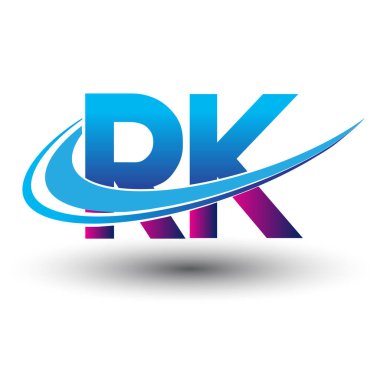 İlk harf RK logotype şirketi adı mavi ve morumsu çizim. iş ve şirket kimliği için vektör logosu.