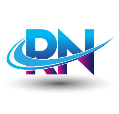 İlk harf RN logotype şirketi adı mavi ve morumsu çizim. iş ve şirket kimliği için vektör logosu.