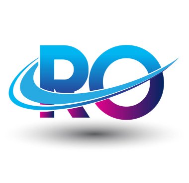 İlk harf RO logotype şirket adı mavi ve morumsu çizim. iş ve şirket kimliği için vektör logosu.