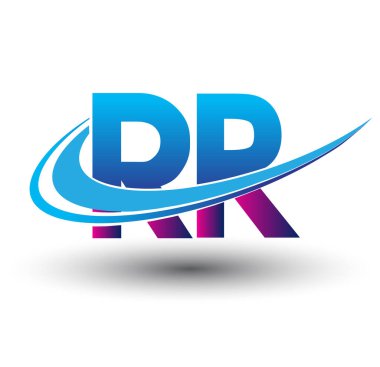 İlk harf RR logotype şirketi adı mavi ve morumsu çizim. iş ve şirket kimliği için vektör logosu.