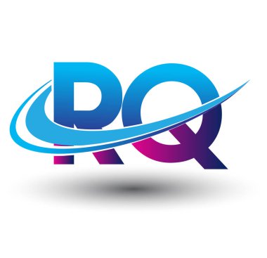 İlk harf RQ logotype şirketi adı mavi ve morumsu çizim. iş ve şirket kimliği için vektör logosu.