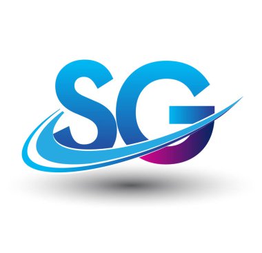 İlk harf SG logotype şirket adı mavi ve morumsu çizim. iş ve şirket kimliği için vektör logosu.