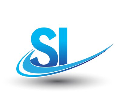İlk harf SI logotype şirket adı mavi ve morumsu çizim. iş ve şirket kimliği için vektör logosu.