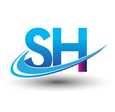 İlk harf SH logotype şirket adı mavi ve morumsu çizim. iş ve şirket kimliği için vektör logosu.
