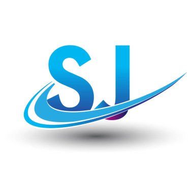 İlk harf SJ logotype şirketi adı mavi ve morumsu çizim. iş ve şirket kimliği için vektör logosu.