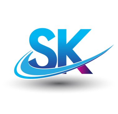 İlk harf SK logotype şirket adı mavi ve morumsu çizim. iş ve şirket kimliği için vektör logosu.