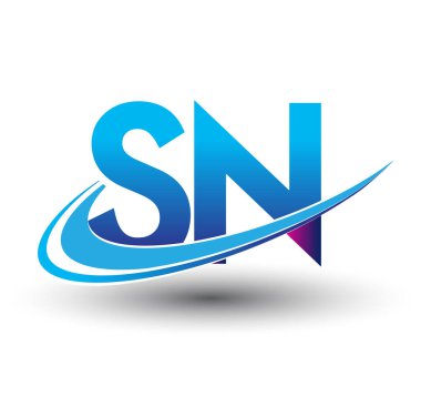 İlk harf SN logotype şirket adı mavi ve morumsu çizim. iş ve şirket kimliği için vektör logosu.