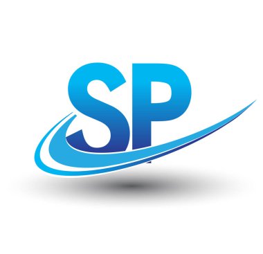 İlk harf SP logotype şirket adı mavi ve morumsu çizim. iş ve şirket kimliği için vektör logosu.
