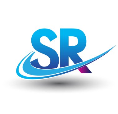 İlk harf SR logotype şirketi adı mavi ve morumsu çizim. iş ve şirket kimliği için vektör logosu.