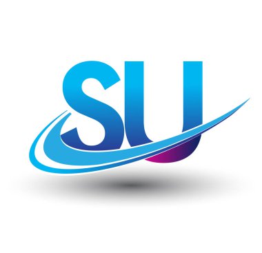İlk harf SU logotype şirket adı mavi ve morumsu çizim. iş ve şirket kimliği için vektör logosu.