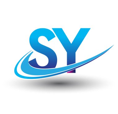 İlk harf SY logotype şirket adı mavi ve morumsu çizim. iş ve şirket kimliği için vektör logosu.