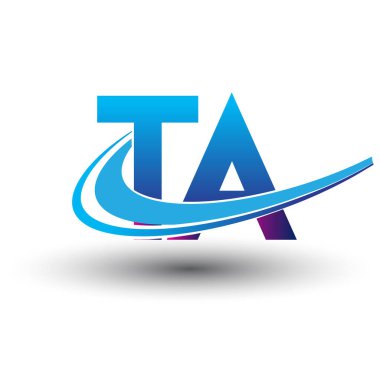 İlk harf TA logotype şirketi adı mavi ve morumsu çizim. iş ve şirket kimliği için vektör logosu.