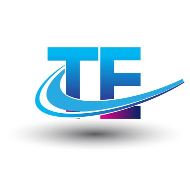 İlk harf TE logotype şirket adı mavi ve morumsu swoosh tasarımı. iş ve şirket kimliği için vektör logosu.