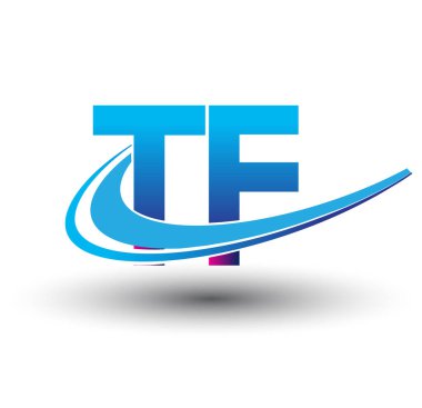 İlk harf TF logotype şirketi adı mavi ve morumsu çizim. iş ve şirket kimliği için vektör logosu.