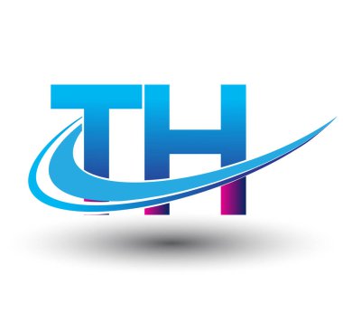 İlk harf TH logotype şirket adı mavi ve morumsu çizim. iş ve şirket kimliği için vektör logosu.