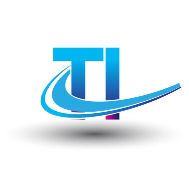 İlk harf TI logotype şirketi adı mavi ve morumsu çizim. iş ve şirket kimliği için vektör logosu.