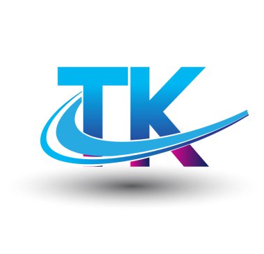 İlk harf TK logotype şirketinin adı mavi ve morumsu desenli. iş ve şirket kimliği için vektör logosu.
