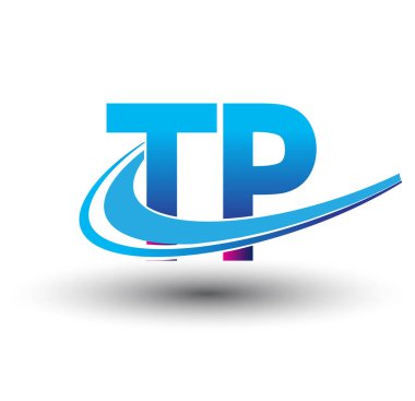 İlk harf TP logotype şirketi adı mavi ve morumsu çizim. iş ve şirket kimliği için vektör logosu.