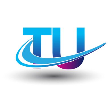 İlk harf TU logotype şirketi adı mavi ve morumsu çizim. iş ve şirket kimliği için vektör logosu.