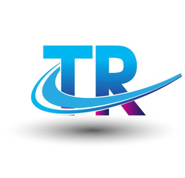 İlk harf TR logotype şirketi adı mavi ve morumsu çizim. iş ve şirket kimliği için vektör logosu.