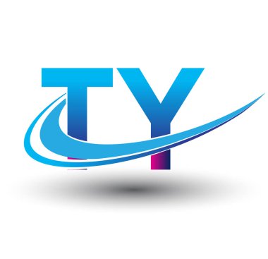 İlk harf TY logotype şirketinin adı mavi ve morumsu çizim. iş ve şirket kimliği için vektör logosu.