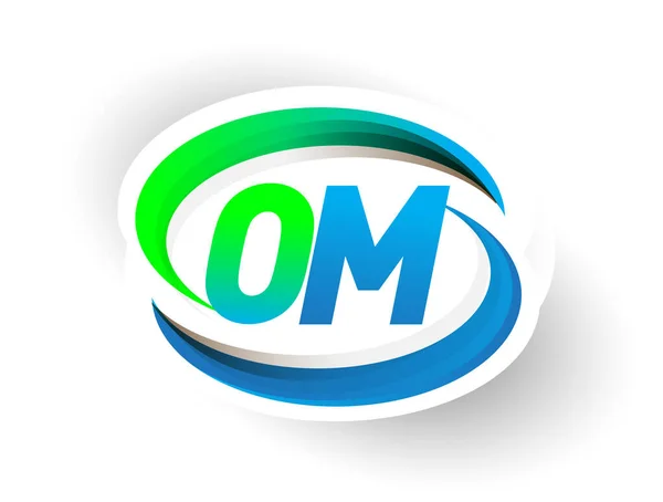 Carta Inicial Logotipo Nome Empresa Colorido Azul Verde Design Swoosh — Vetor de Stock